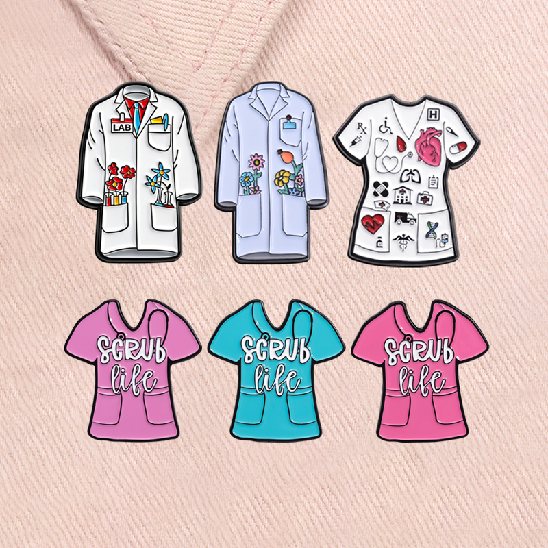 Medical Lab Coats - Эмалевые значки с цветочным узором для