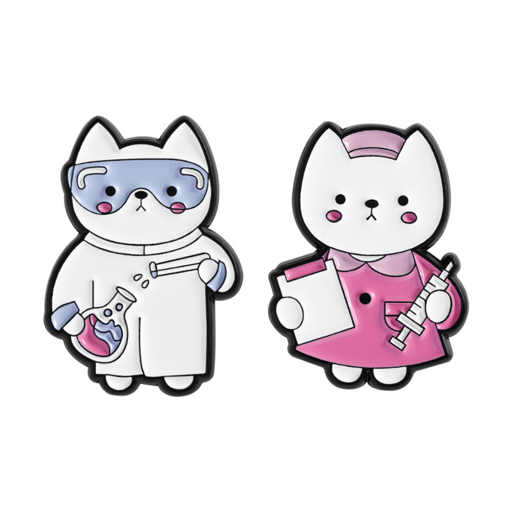 Medical Lab Images - Милый кот, брошь для медсестры, лабораторного