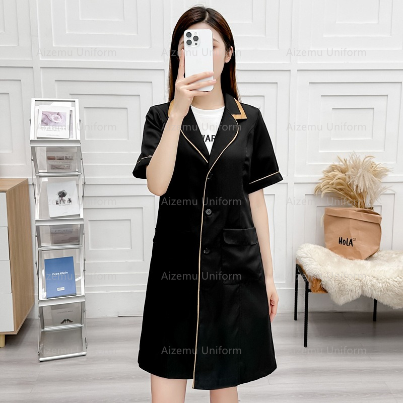 Medical Lab Coats - Черная косметическая форма с халатом косметолога,