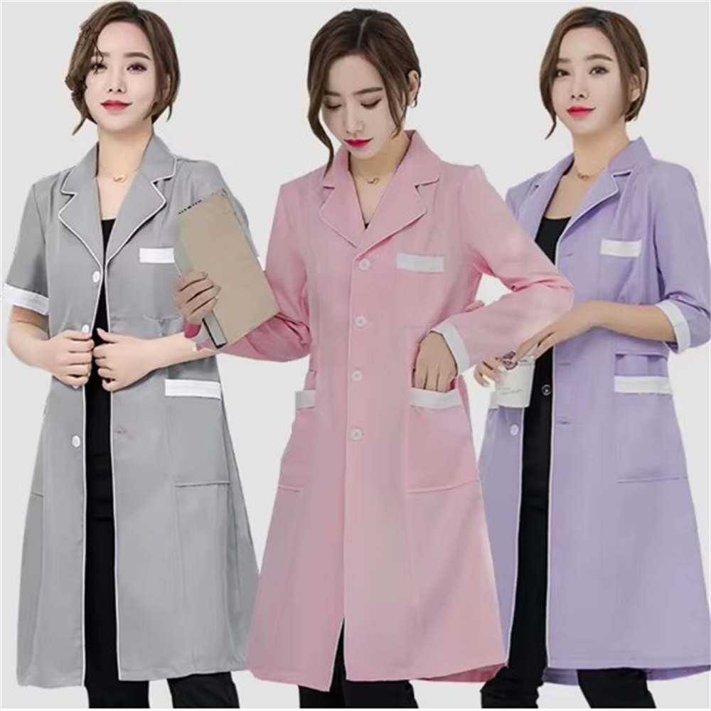 Medical Lab Coats - Высококачественная серая однотонная тонкая простая униформа