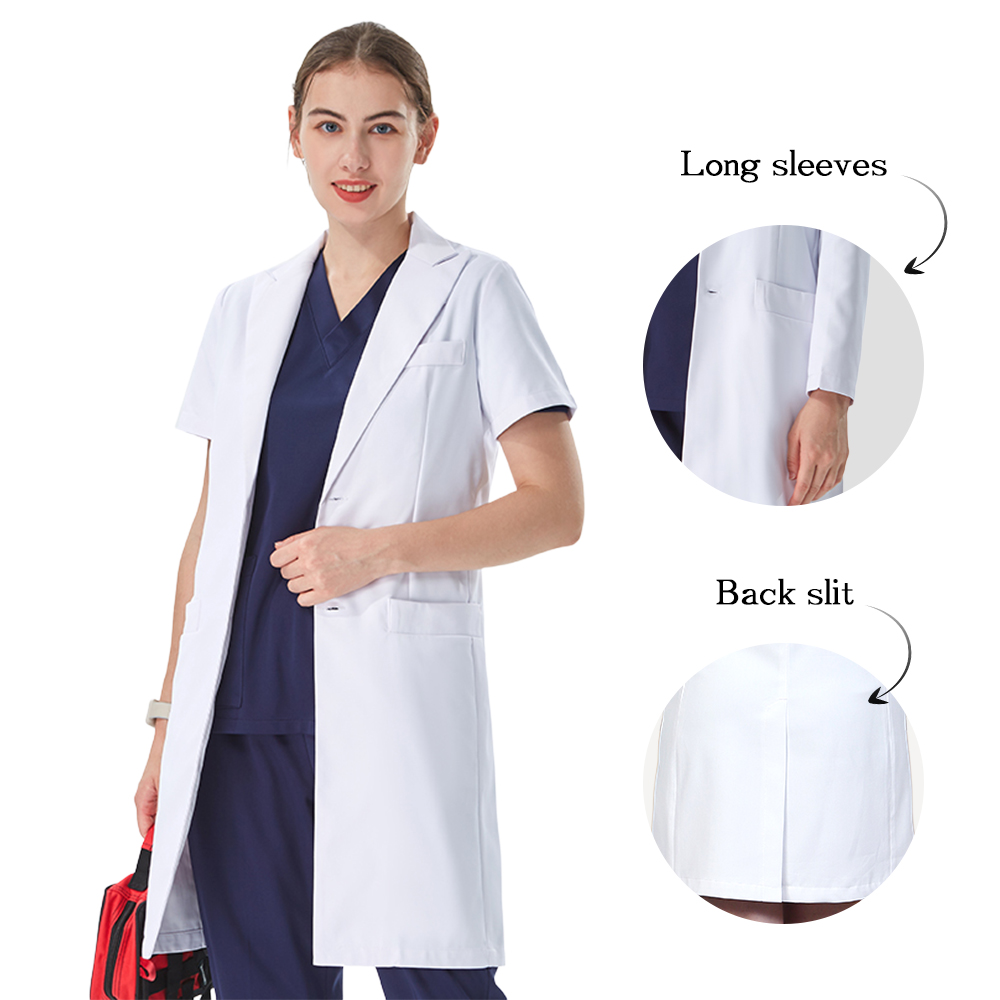 Medical Lab Coats - Белый медицинский халат с отложным воротником